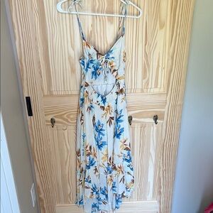 Forever 21 White and Blue Backless Sundress